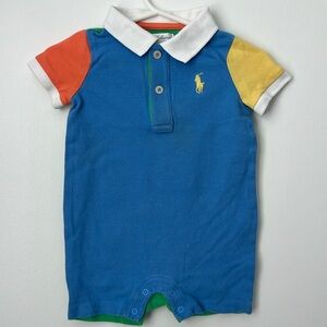 Ralph Lauren Color Block Polo Shortall.  Size 6M.